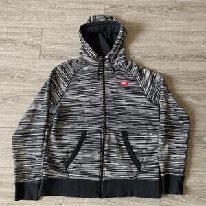 Nike AW77 FT Hoodie Black White Speed Stripe 614488-010 Men’s Sz Large